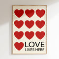 Affiche cœurs rouges Love - Poster déco amour