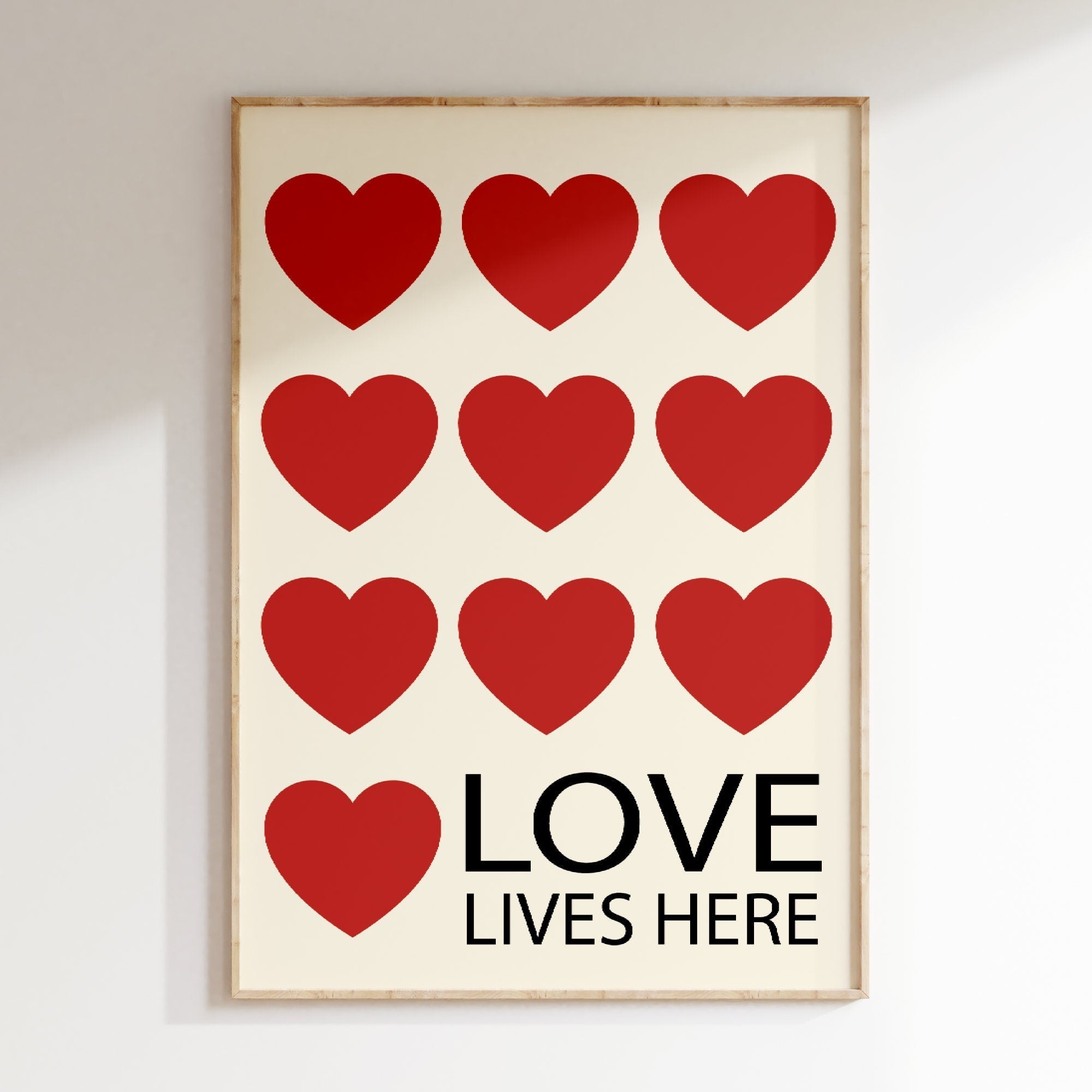 Affiche cœurs rouges Love - Poster déco amour