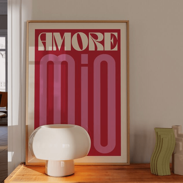 Affiche colorée déco tendance amore mio - inouï