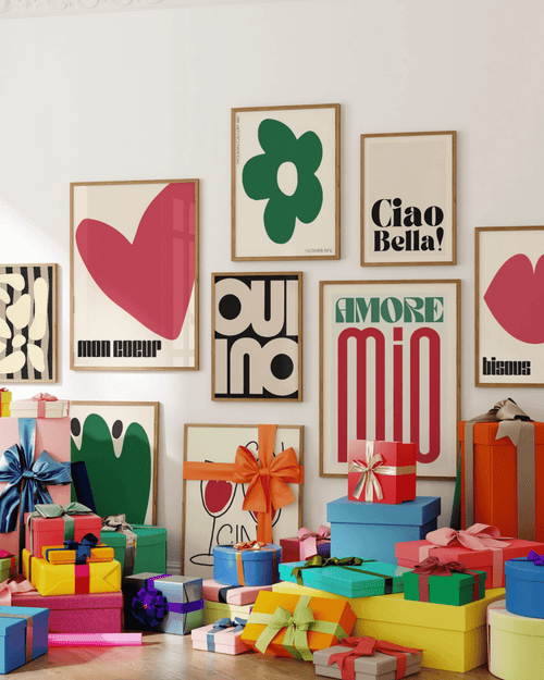 Affiche colorée déco tendance amore mio - inouï