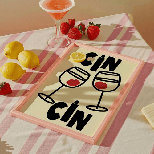 Affiche noire et blanc cuisine Cin Cin - Inoui