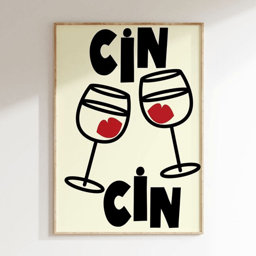 Affiche noire et blanc cuisine Cin Cin - Inoui