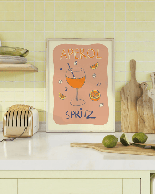 Affiche cuisine colorée apérol spritz – vibes estivales