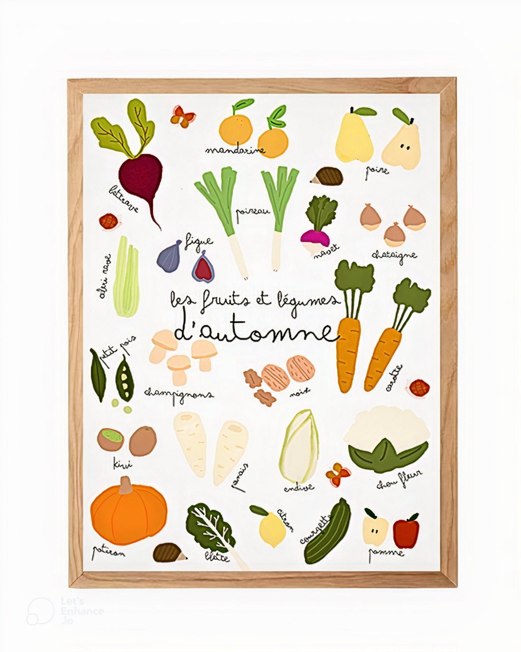 Affiche de cuisine fruits et légumes - illustration colorée