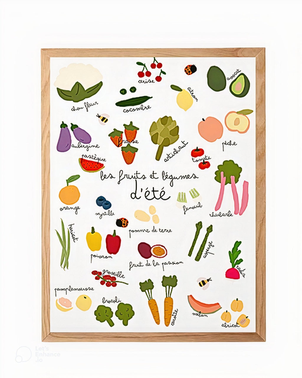 Affiche de cuisine fruits et légumes - illustration colorée