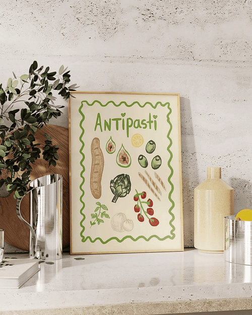 Affiche italie antipastis – dessin coloré