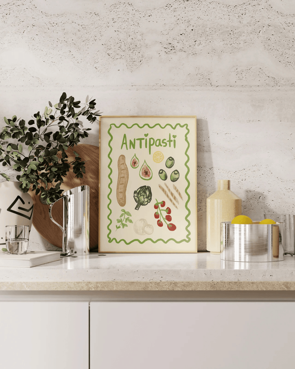 Affiche italie antipastis – dessin coloré