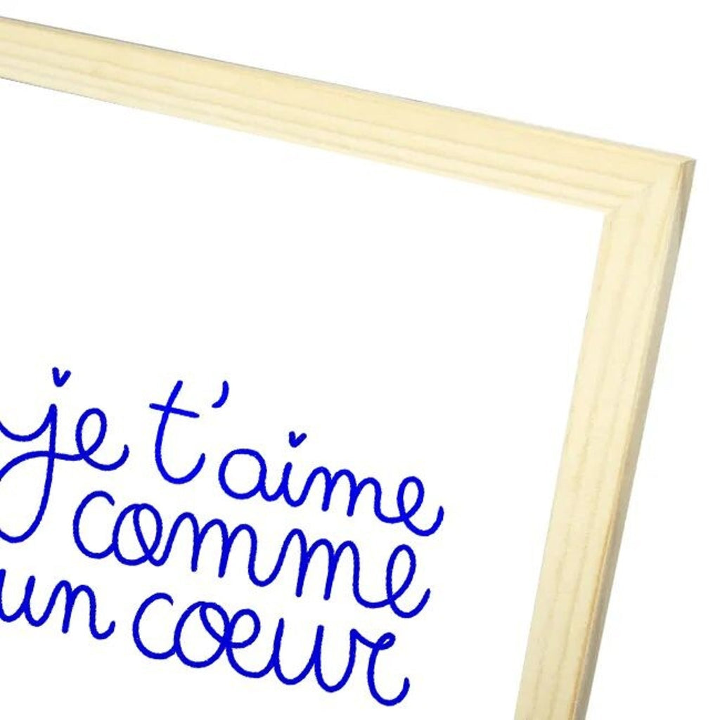 Affiche murale décorative "je t'aime comme un coeur" - illustration fait main