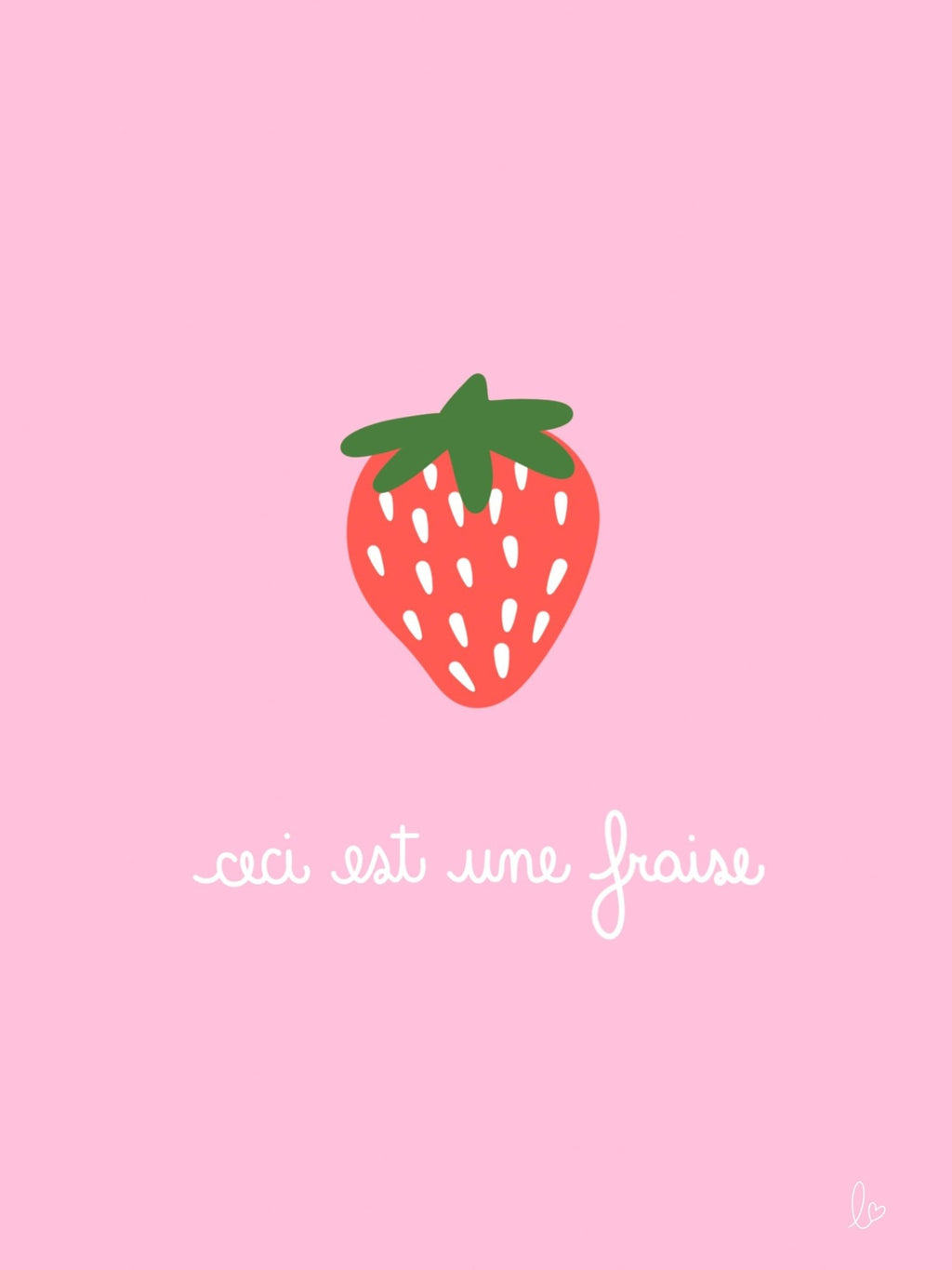 Affiche chambre enfant "fraises" girly rose - illustration fait main