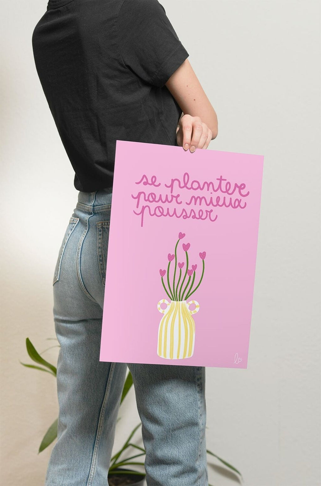 Affiche murale déco tendance "se planter pour mieux pousser" - illustration fait main