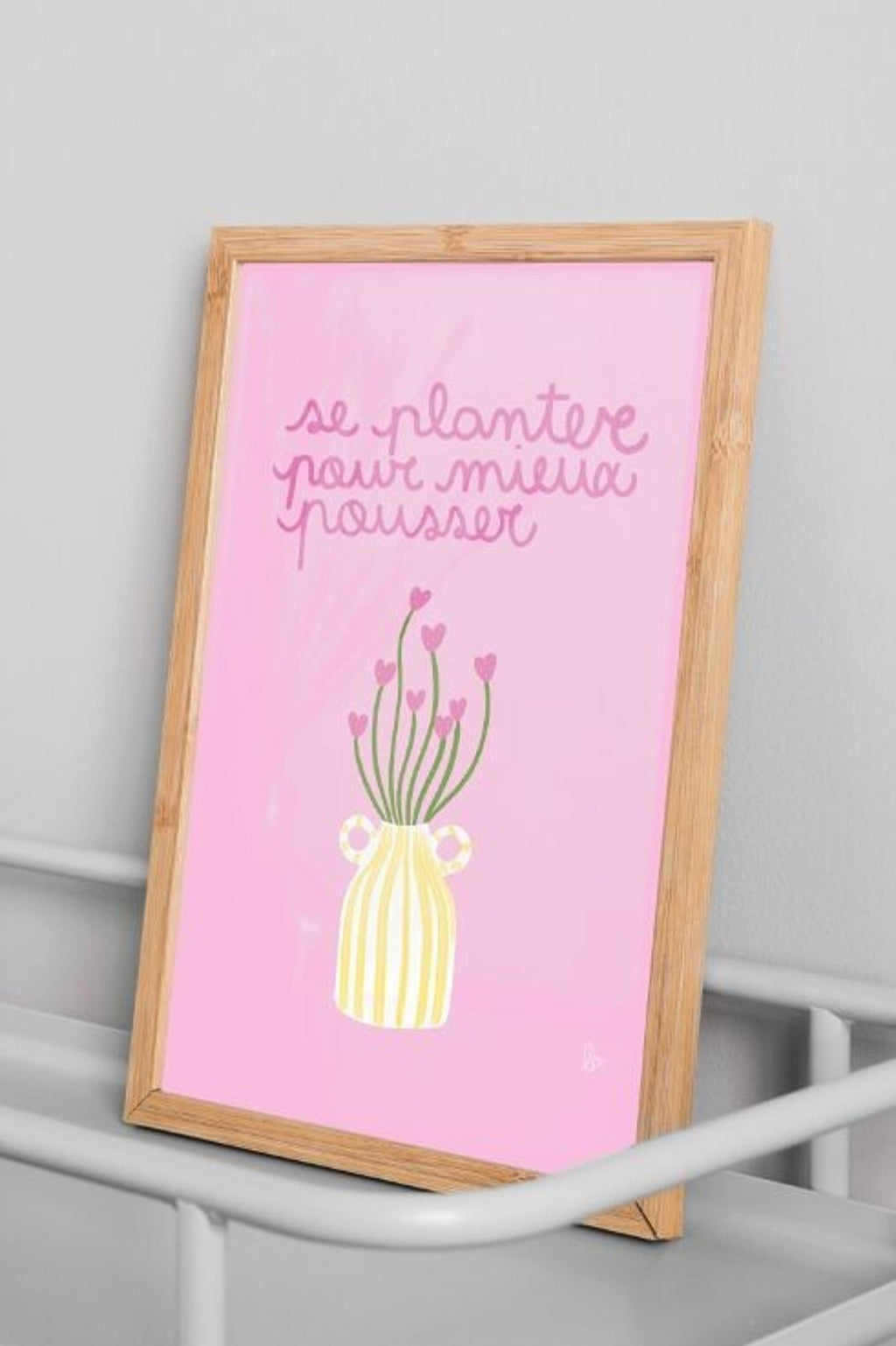 Affiche murale déco tendance "se planter pour mieux pousser" - illustration fait main
