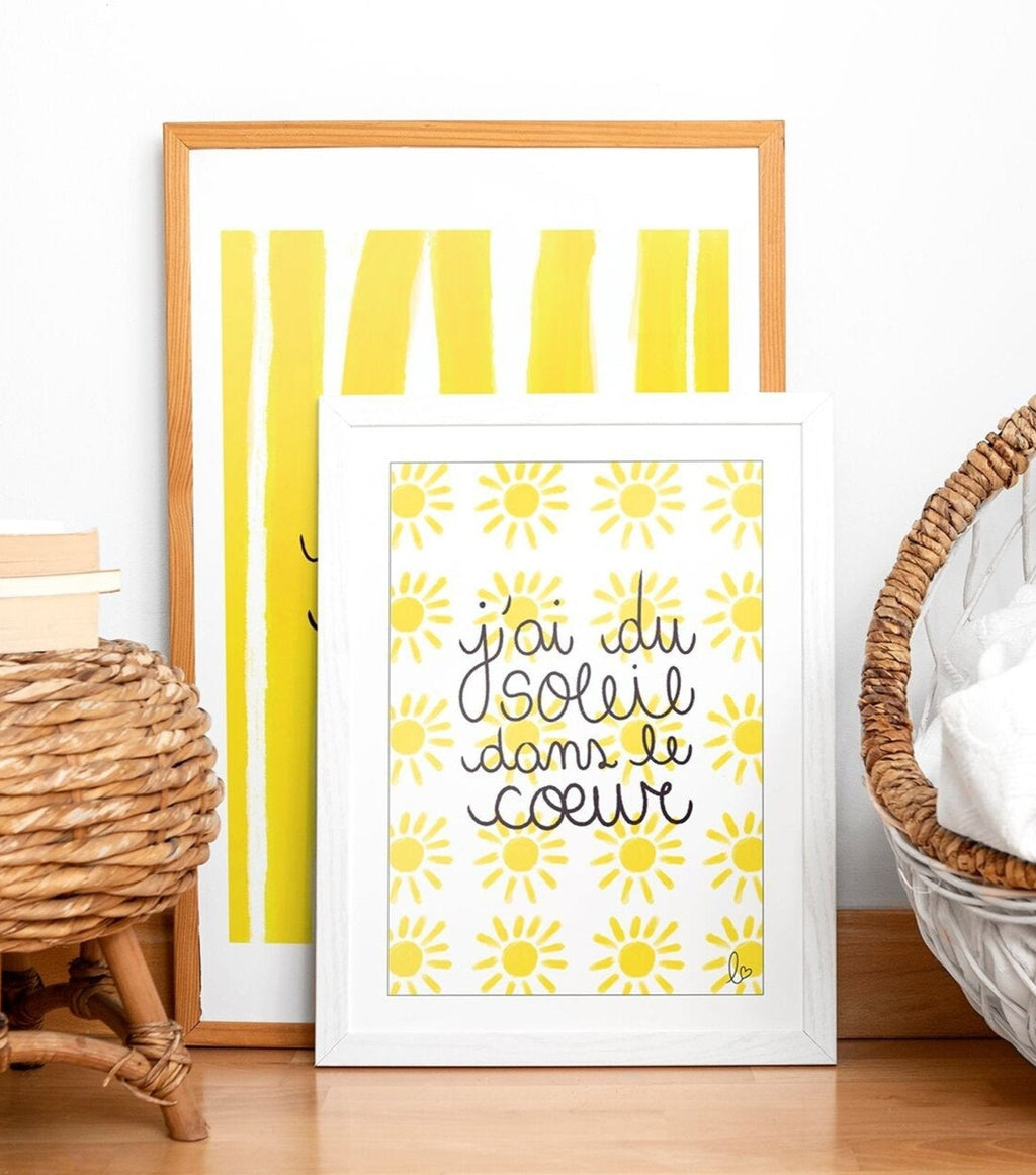 Affiche chambre enfant déco tendance "soleils" - illustration fait main