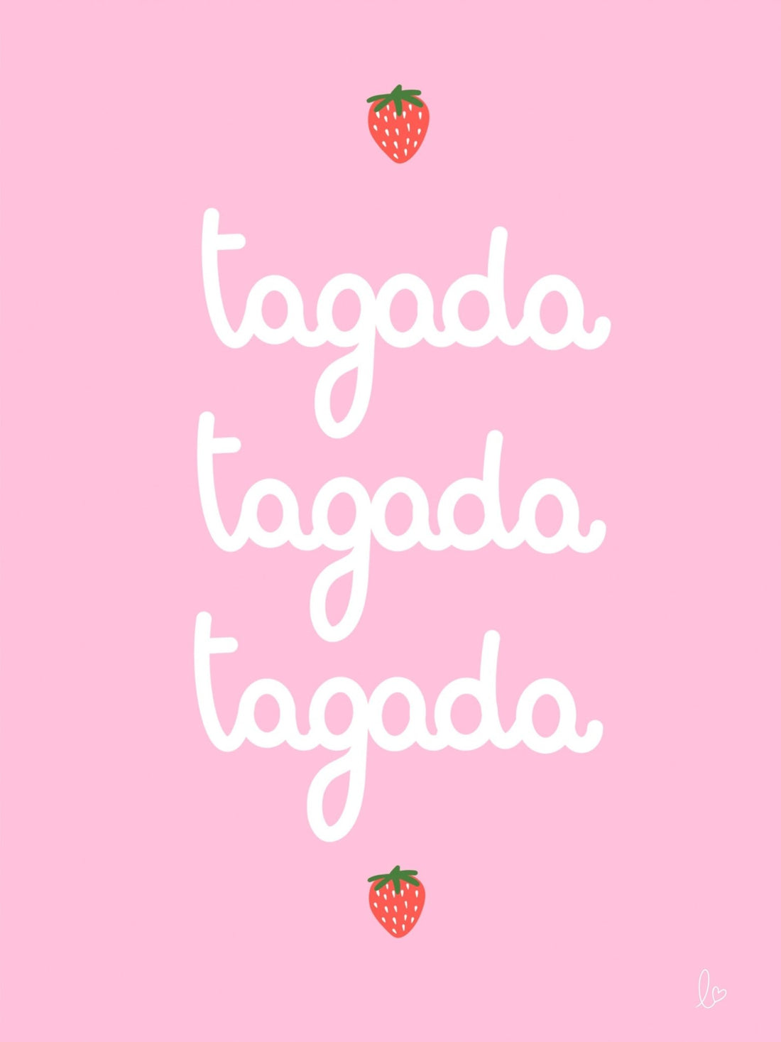 AFFICHE DÉCORATIVE &quot;FRAISES TAGADA&quot; ROSE - Illustration fait main - Lili Margaret