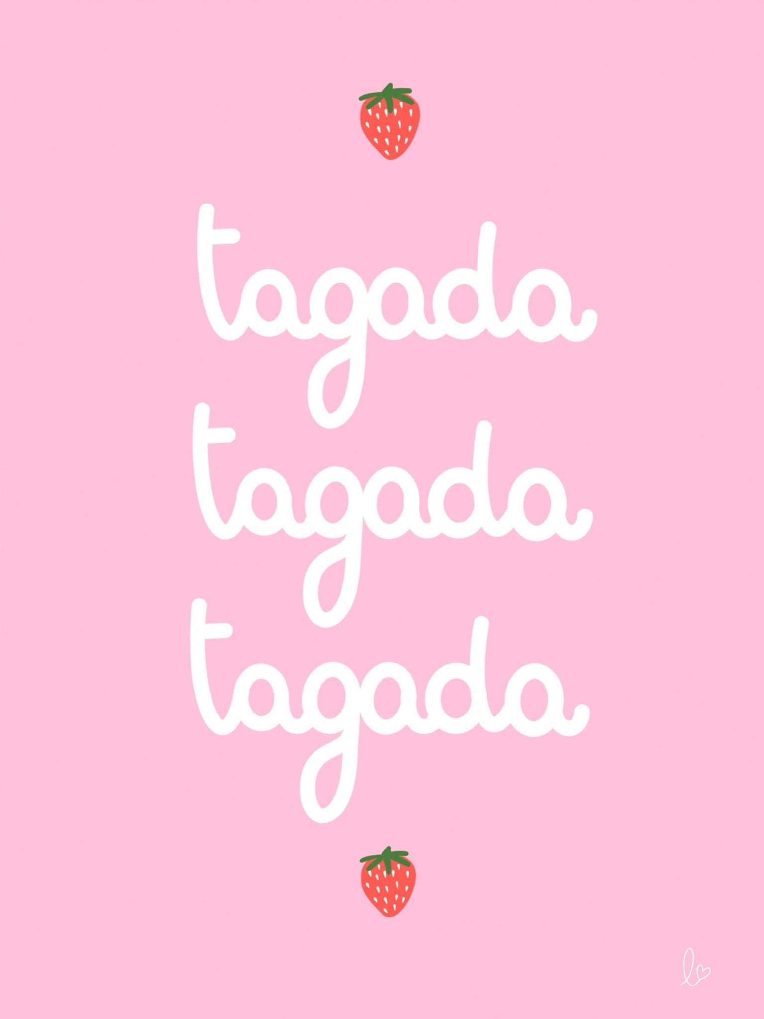Affiche chambre enfant "fraises tagada" rose - illustration fait main
