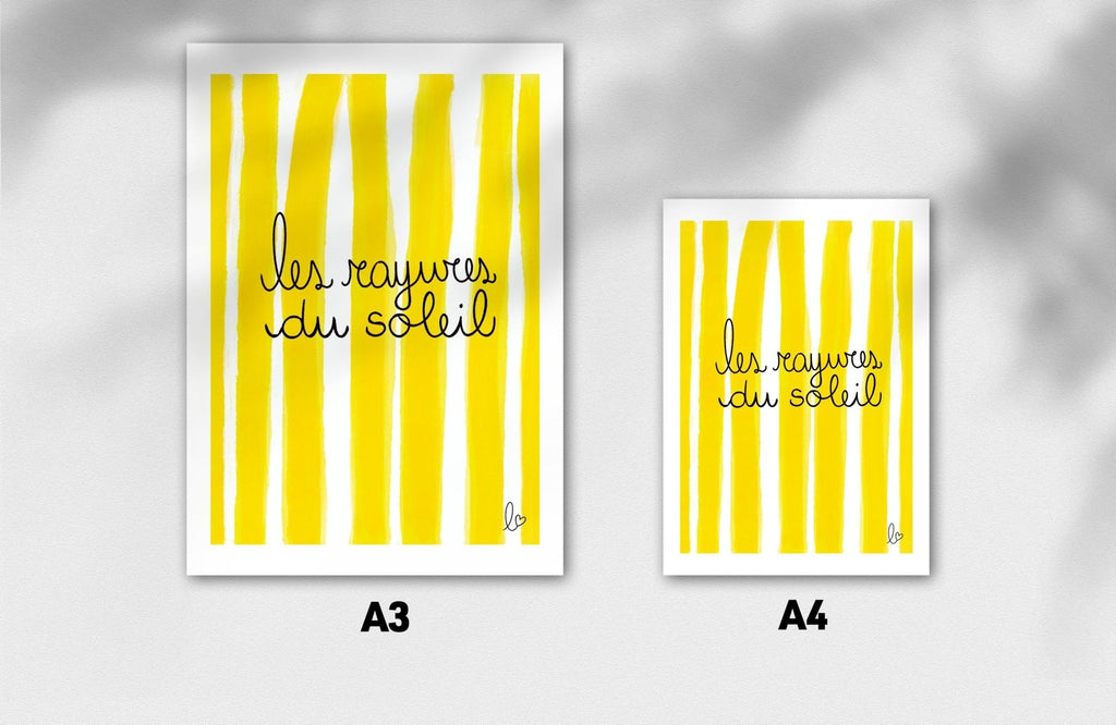 Affiche murale décorative "rayures du soleil" - illustration fait main