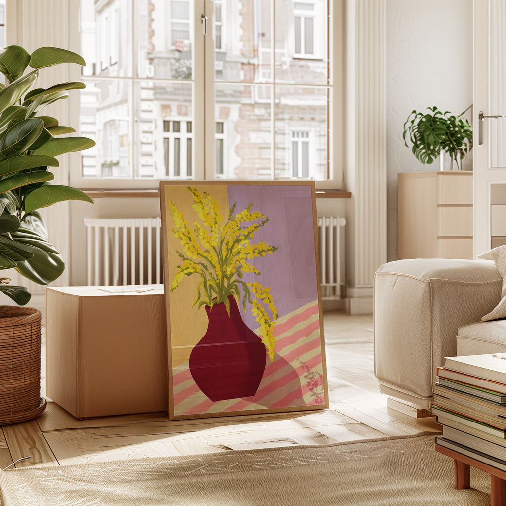 Affiche fleurs de mimosa en vase