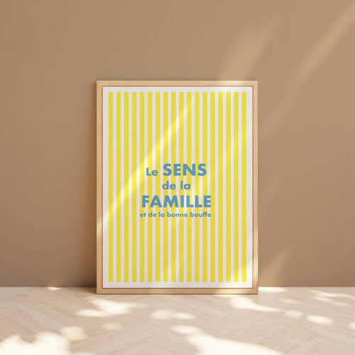 Affiche déco famille - rayures jaunes et message tendre