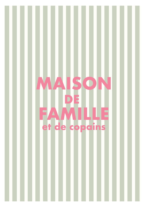 Affiche déco rayures vert pastel maison de famille