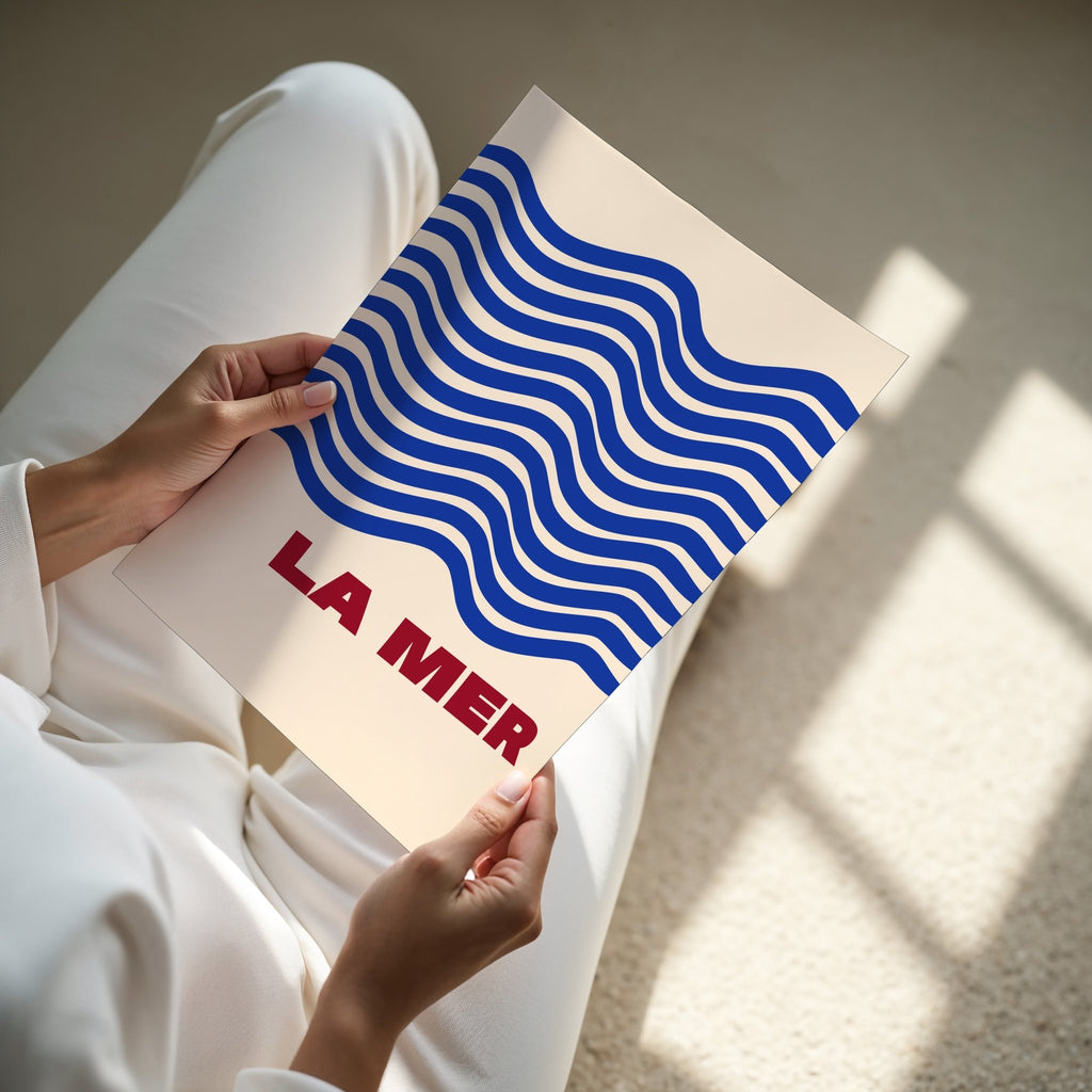 Affiche mer et vagues bleues