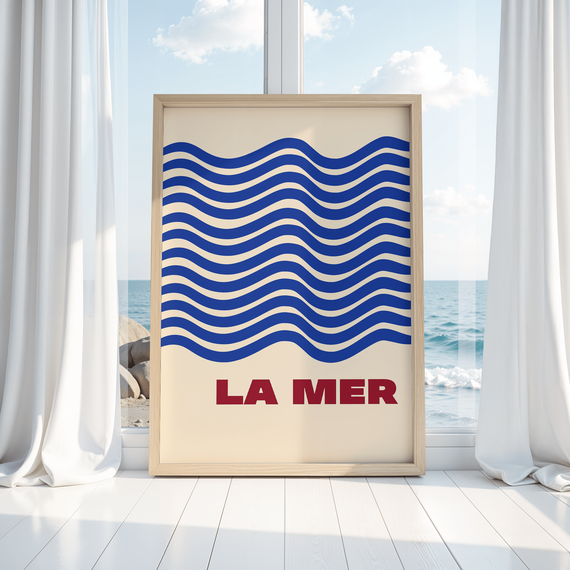 Affiche mer et vagues bleues