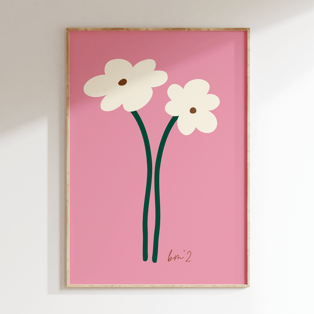 Affiche moderne fleurs blanches