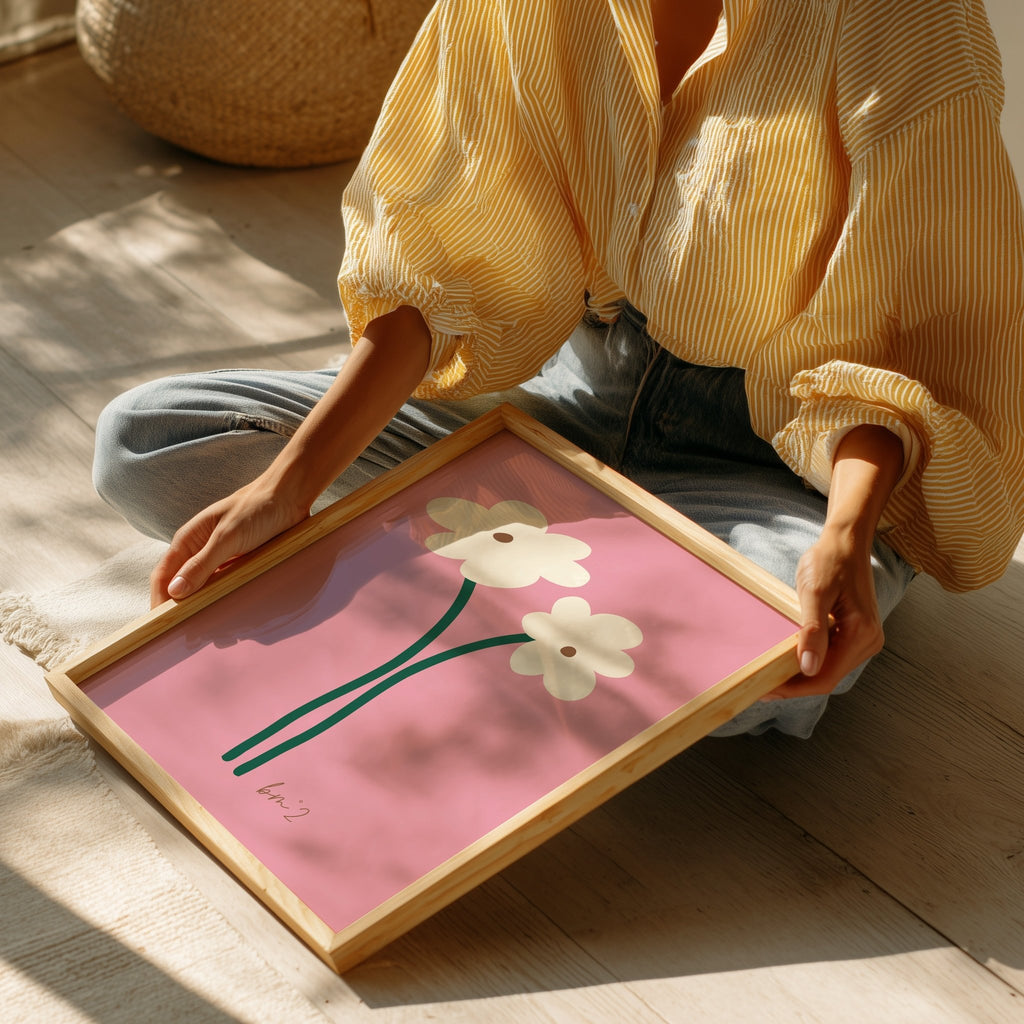 Affiche moderne fleurs blanches