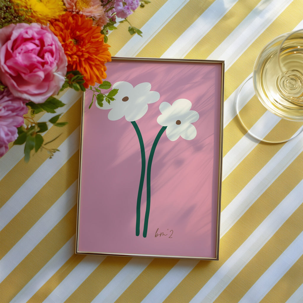 Affiche moderne fleurs blanches