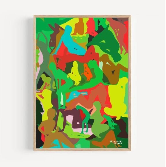 Affiche murale art contemporain camougirl green - les ombres de marie