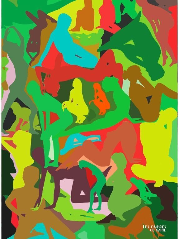 Affiche murale art contemporain camougirl green - les ombres de marie