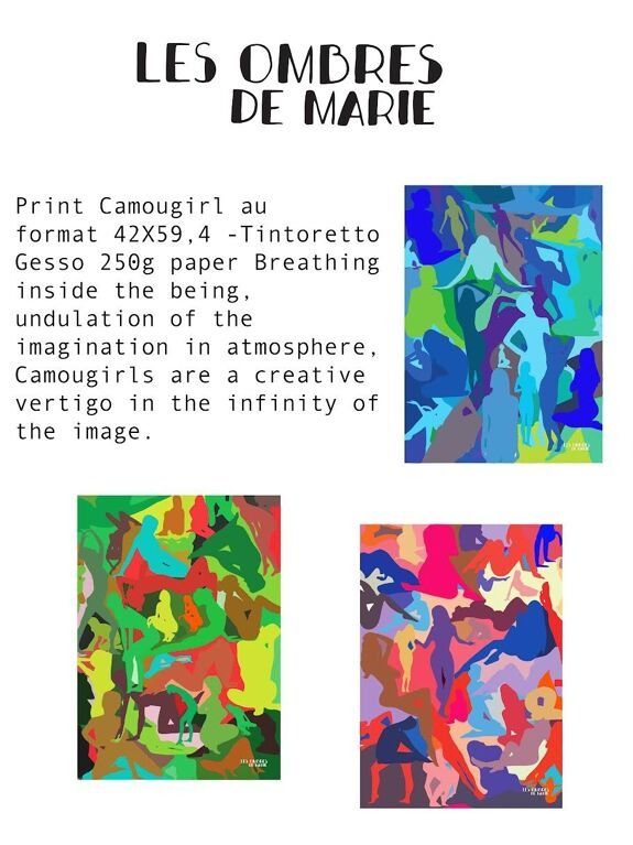 Affiche murale art contemporain camougirl green - les ombres de marie