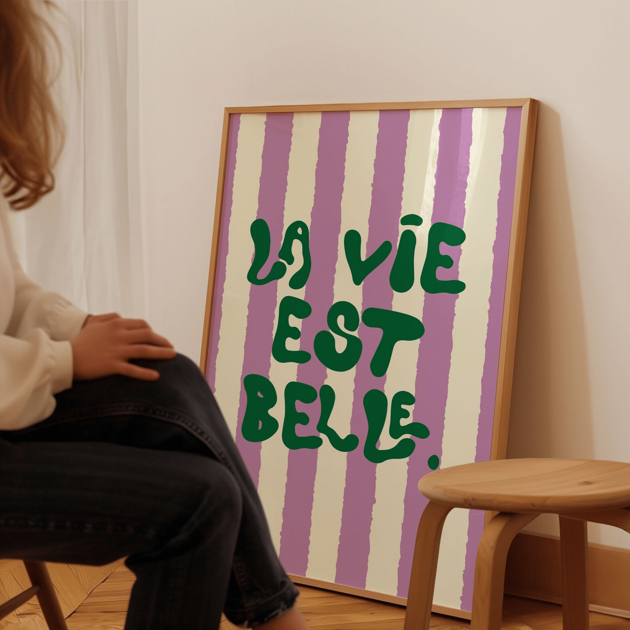 Affiche murale décorative a rayures la vie est belle - inouï - Lili Margaret