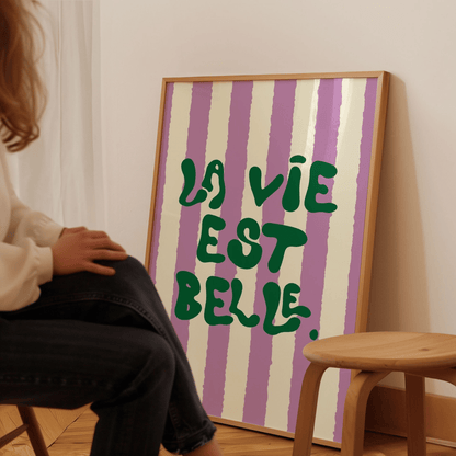Affiche murale décorative a rayures la vie est belle - inouï - Lili Margaret