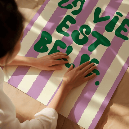 Affiche murale décorative a rayures la vie est belle - inouï - Lili Margaret