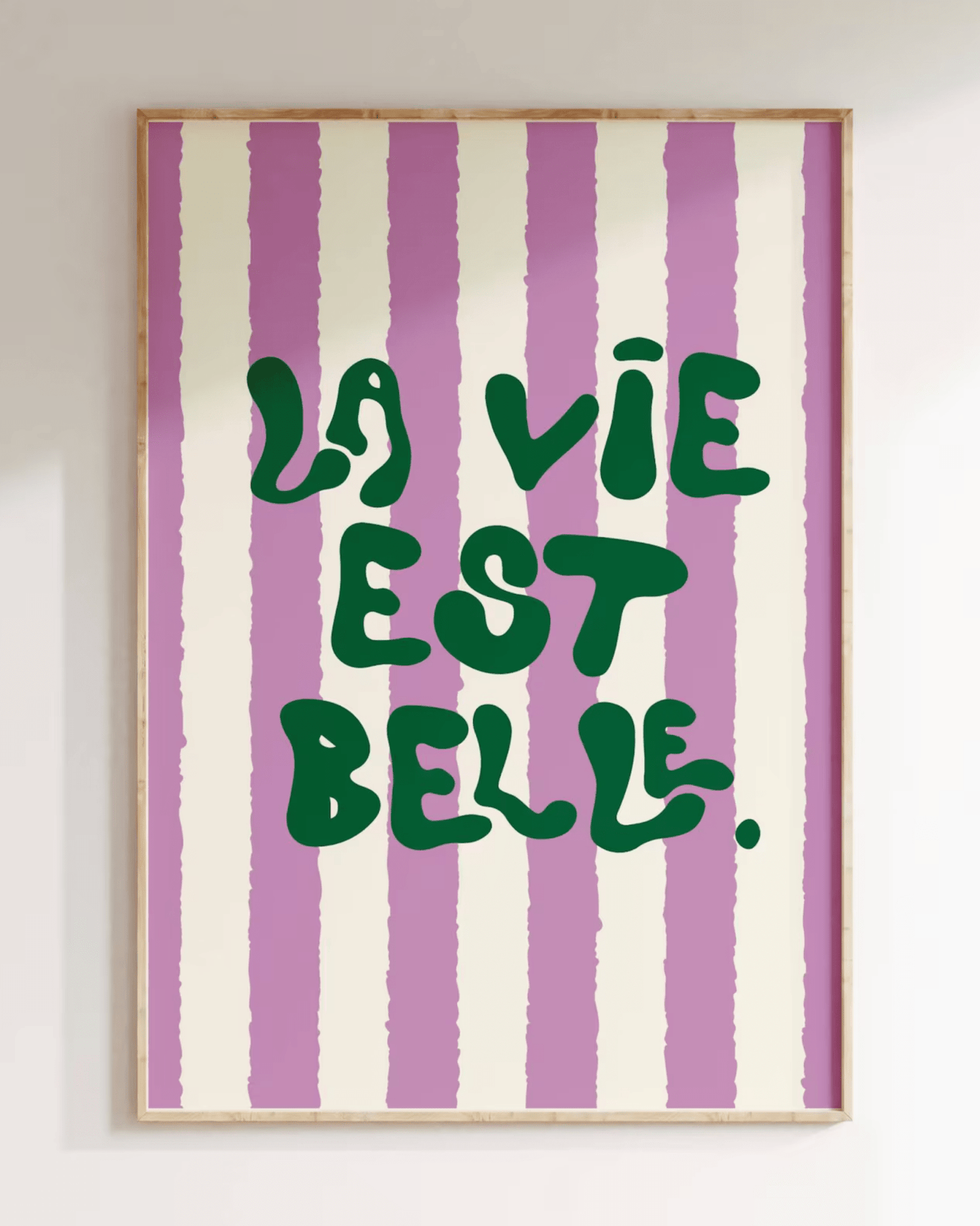 AFFICHE MURALE DÉCORATIVE A RAYURES LA VIE EST BELLE - Inouï - Lili Margaret