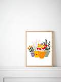 Affiche murale pots de fleurs – illustration botanique