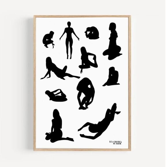 Affiche murale moderne noir & blanc ink - les ombres de marie