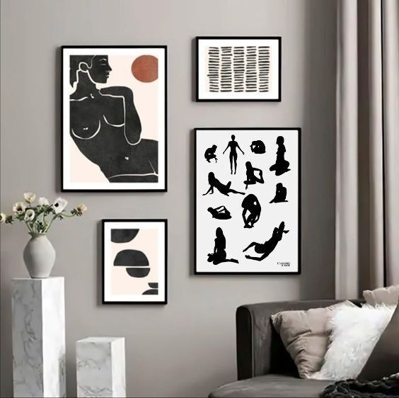 Affiche murale moderne noir & blanc ink - les ombres de marie