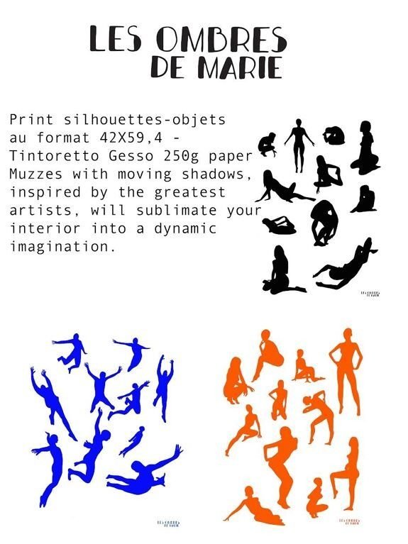 Affiche murale moderne noir & blanc ink - les ombres de marie