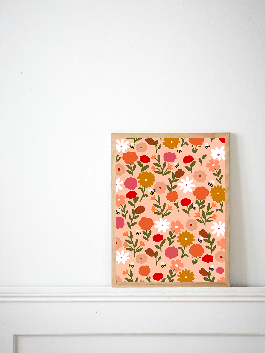 AFFICHE MURALE LE PRINTEMPS – MOTIF FLORAL COLORÉ le papier graphique - Lili Margaret