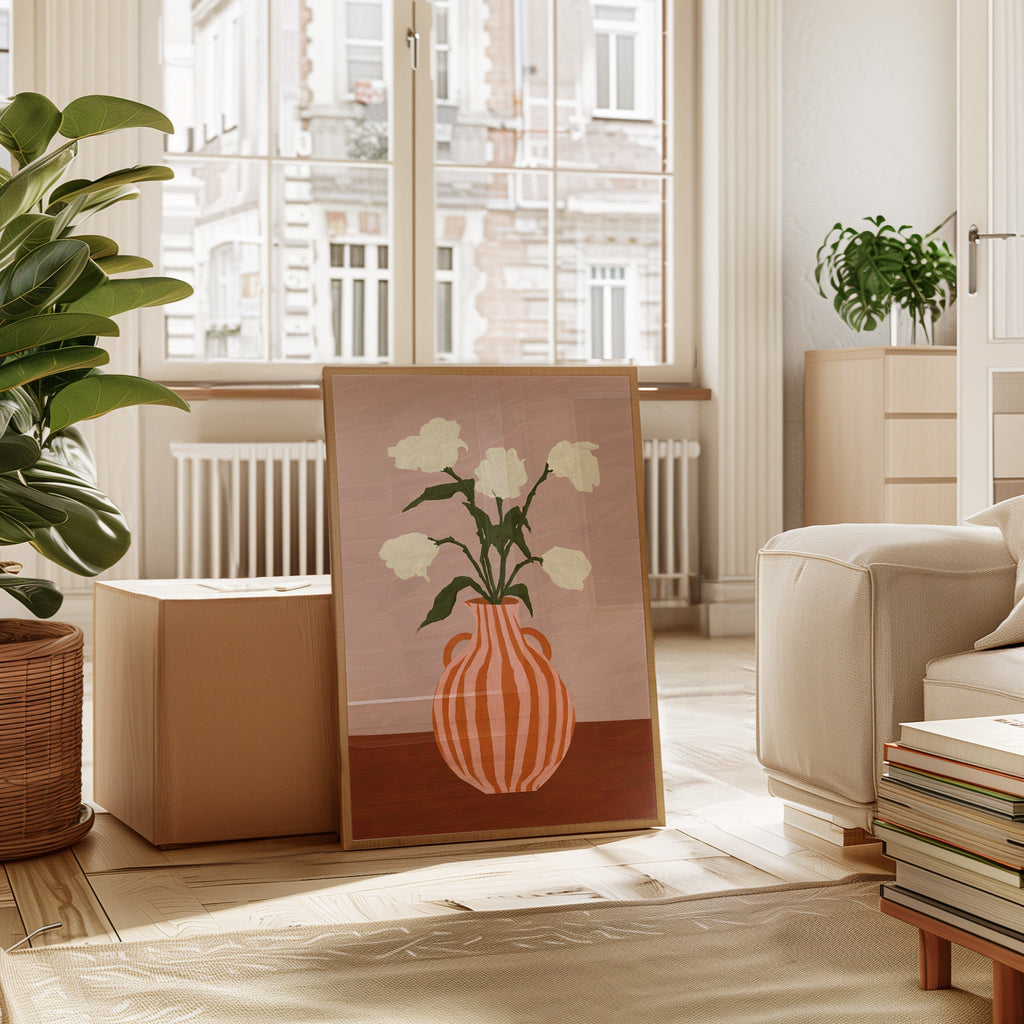 Affiche vase à fleurs blanches