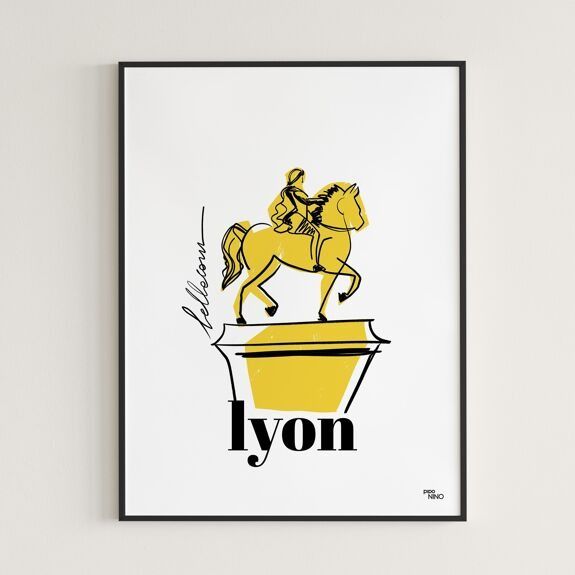 AFFICHE MURALE SOUVENIR DE LYON &quot;BELLECOUR&quot; - Piponino