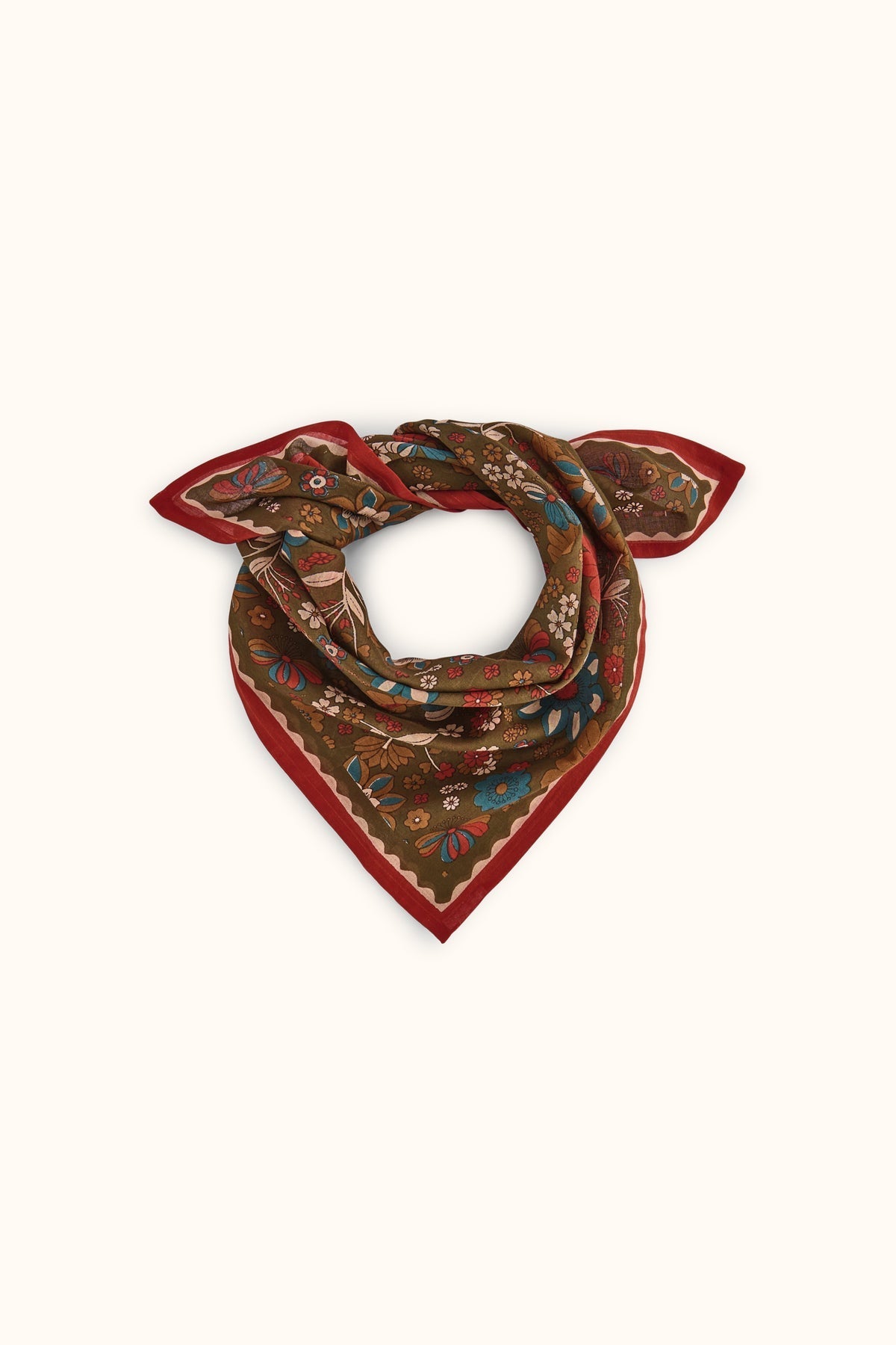 Foulard fleuri en voile de coton Falala – Bolero Fougère – Apaches Collections – vue 1