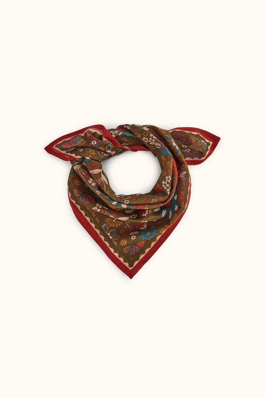 Foulard fleuri en voile de coton Falala – Bolero Fougère