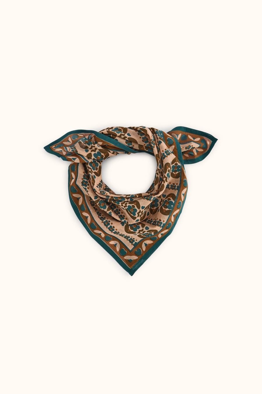 Foulard fleuri en voile de coton Falala - Fado Macadamia