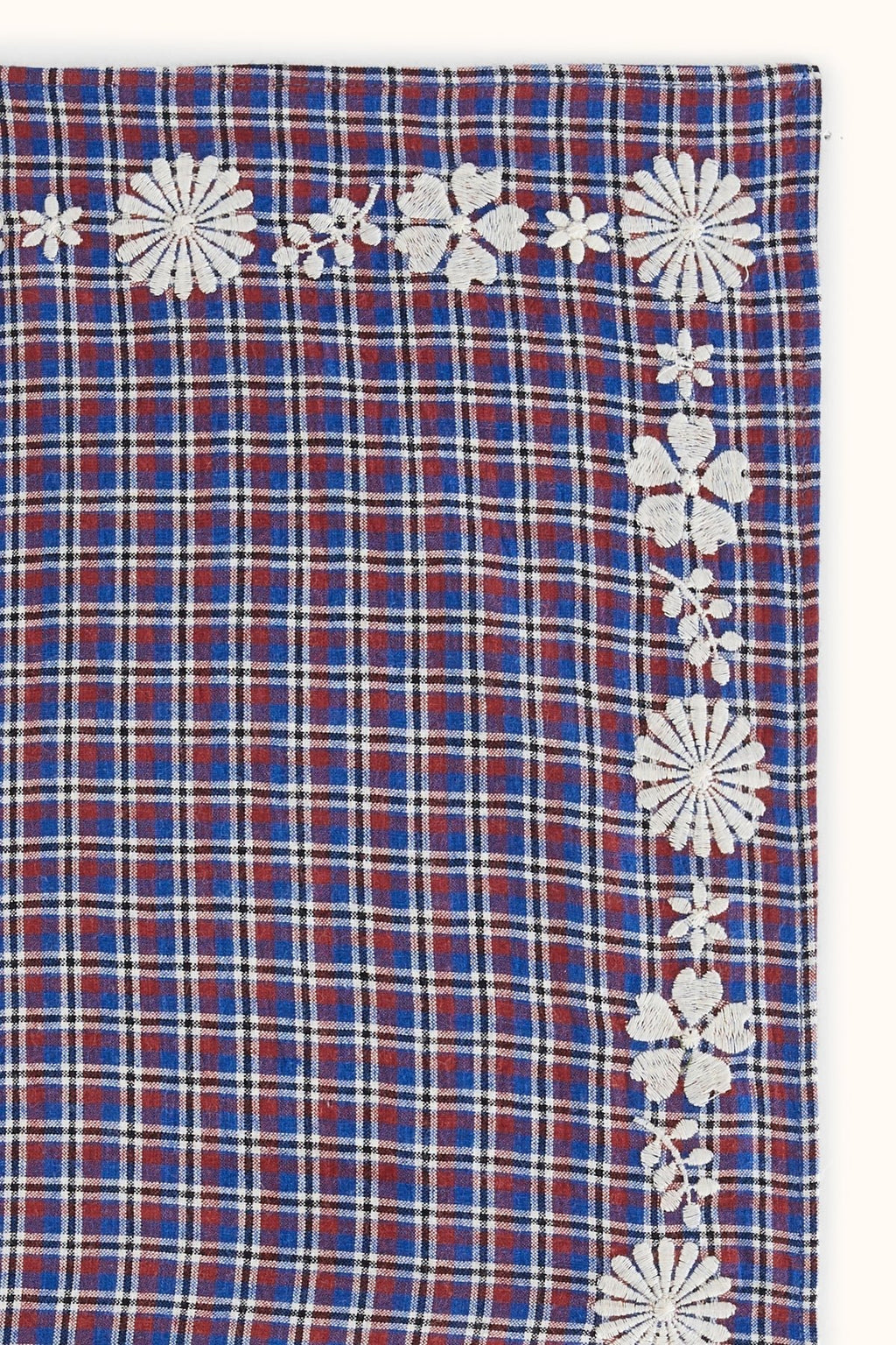 Petit foulard en coton brodé Fayara – Khadi Saphir – Apaches Collections – vue 5