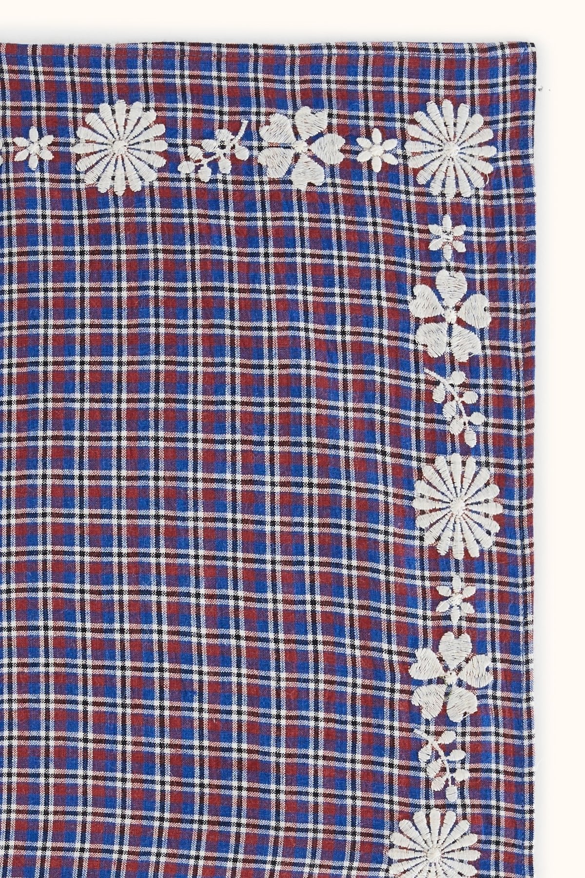 Petit foulard en coton brodé Fayara – Khadi Saphir – Apaches Collections – vue 5