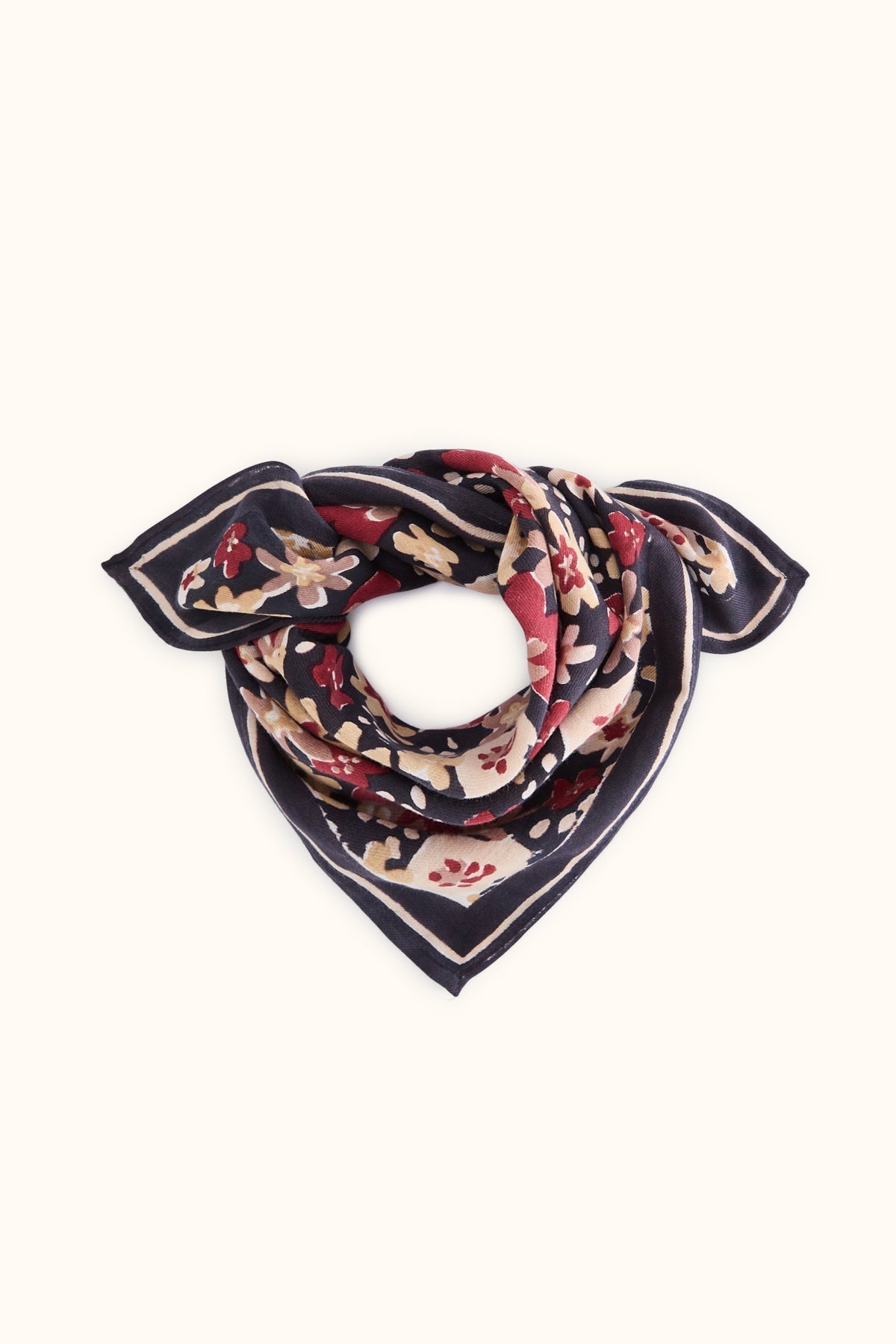 Petit foulard fleuri en coton Manika – Polly Coal – Apaches Collections – vue 1