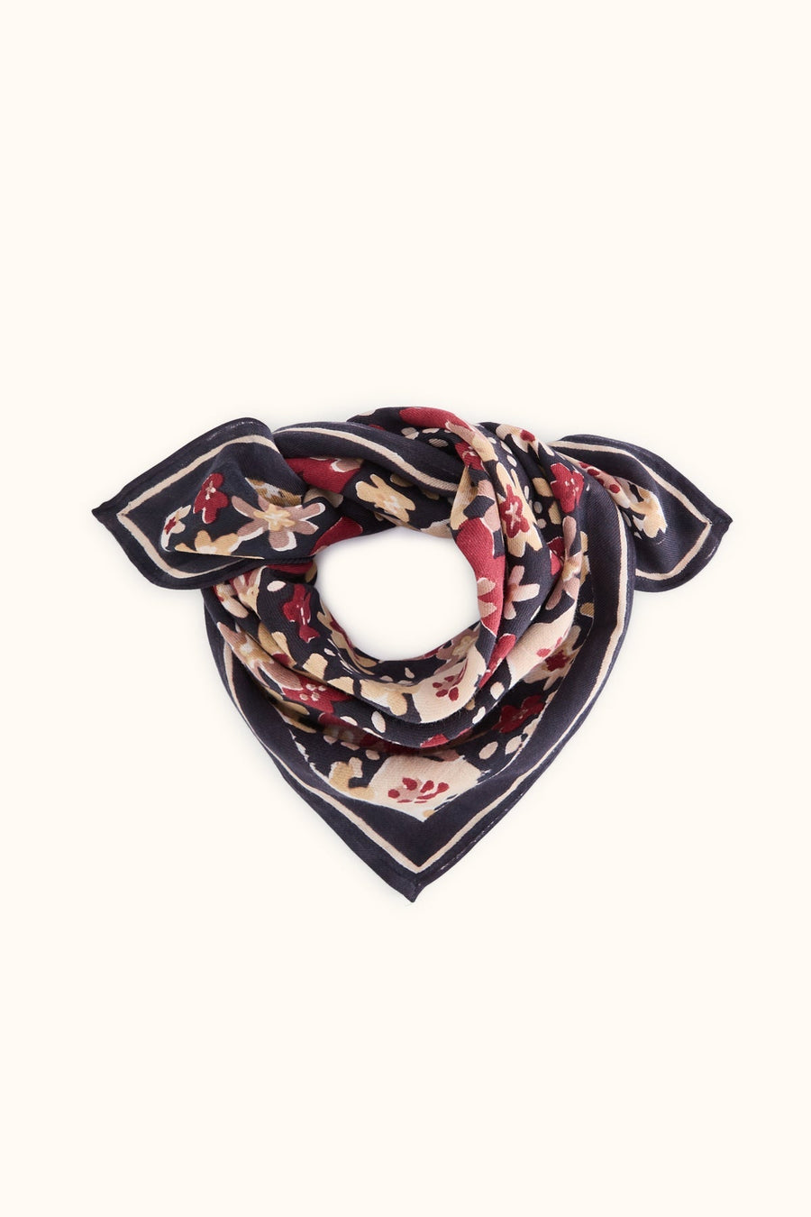 Petit foulard fleuri en coton Manika - Polly Coal