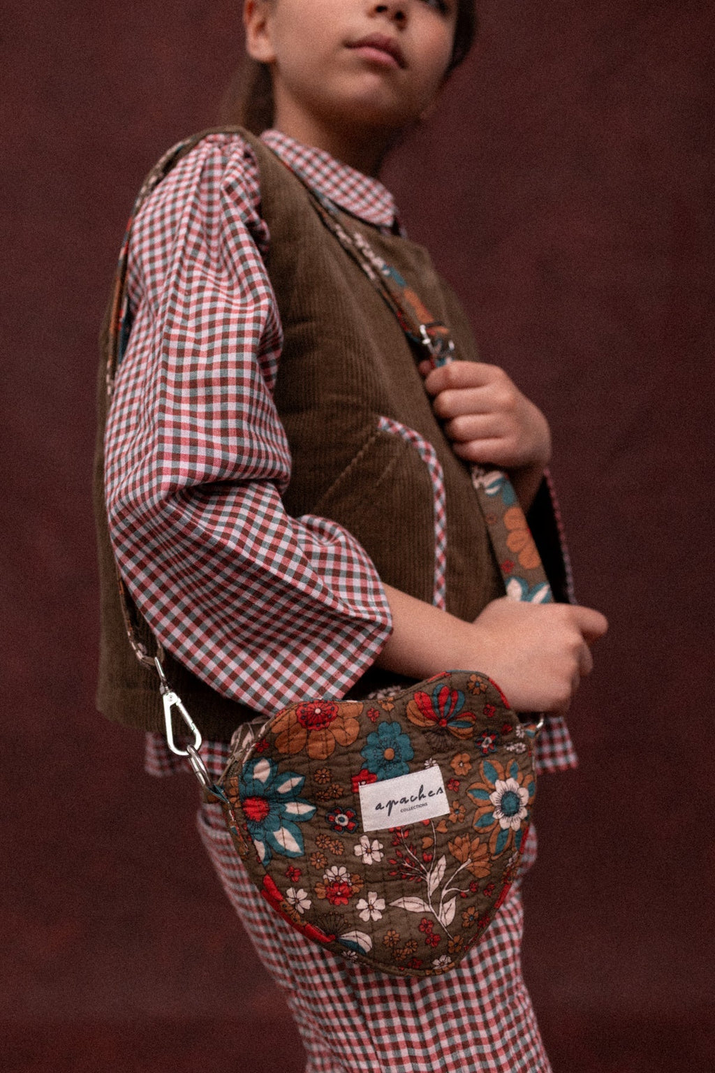 Petit sac cœur enfant fleuri Jaan – Bolero Fougère – Apaches Collections – vue 4