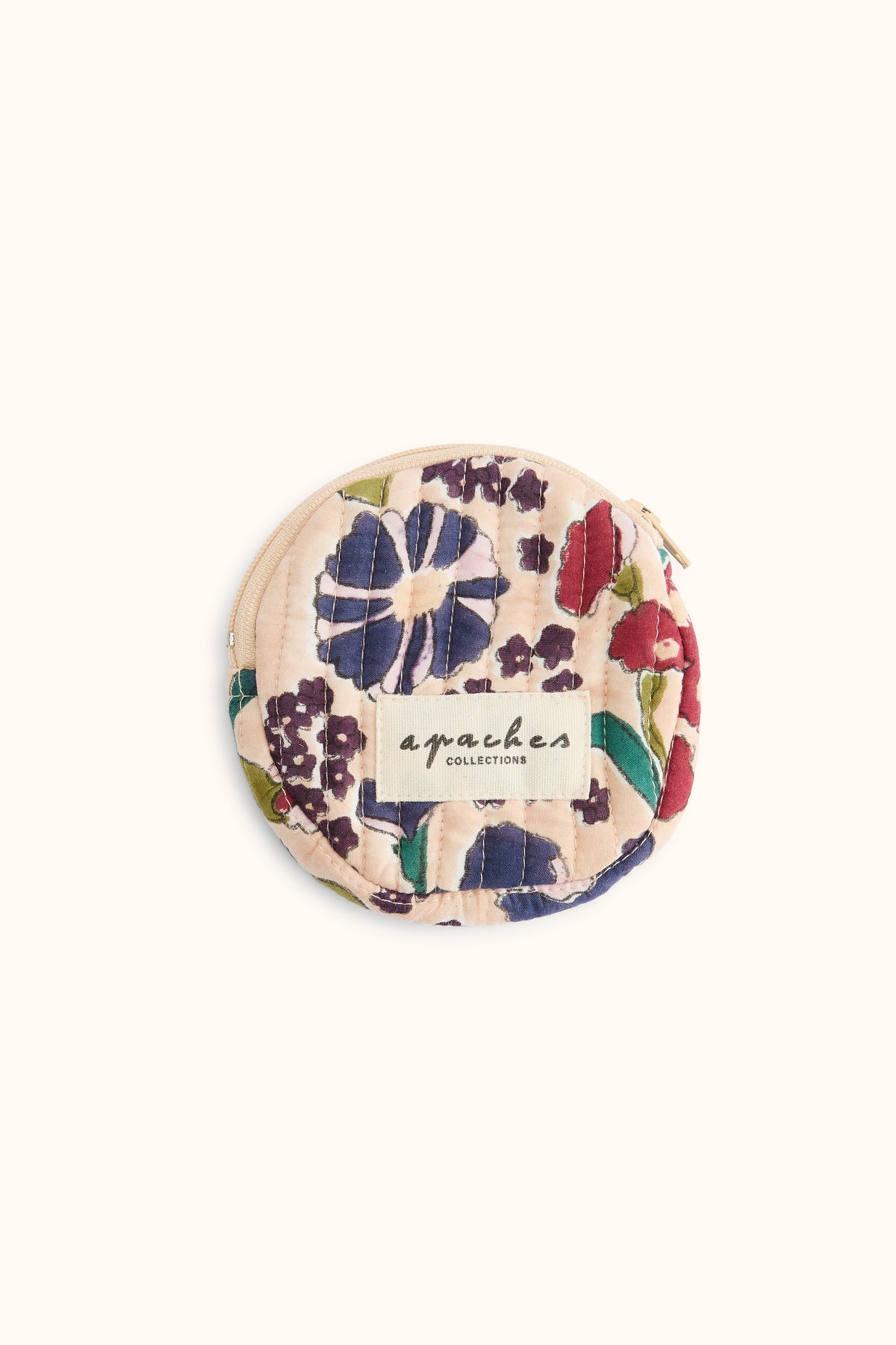 Petite pochette ronde fleurie Pari – September Macadamia – Apaches Collections – vue 1